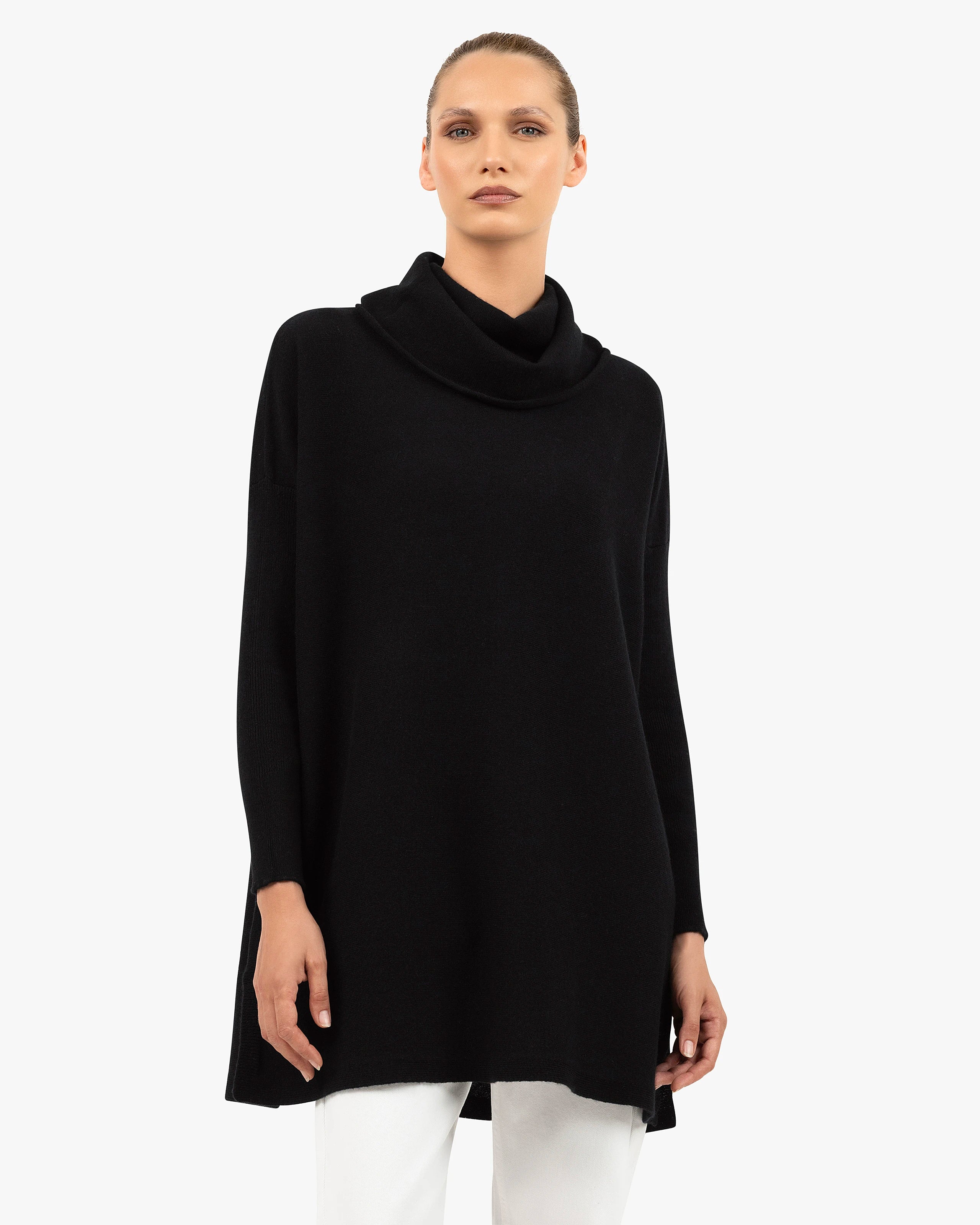 Palazzo Maxi Cowl Neck - Black Cashmere