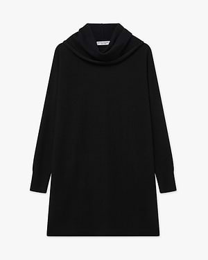 Palazzo Maxi Wasserfallkragen Pullover - Schwarz