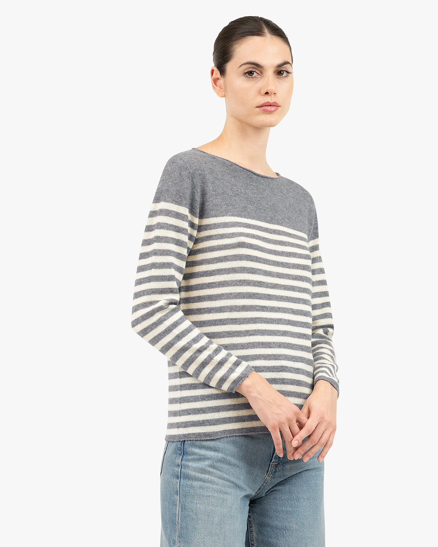 Piuma Boat Neck Sweater - Medium Grey Cashmere