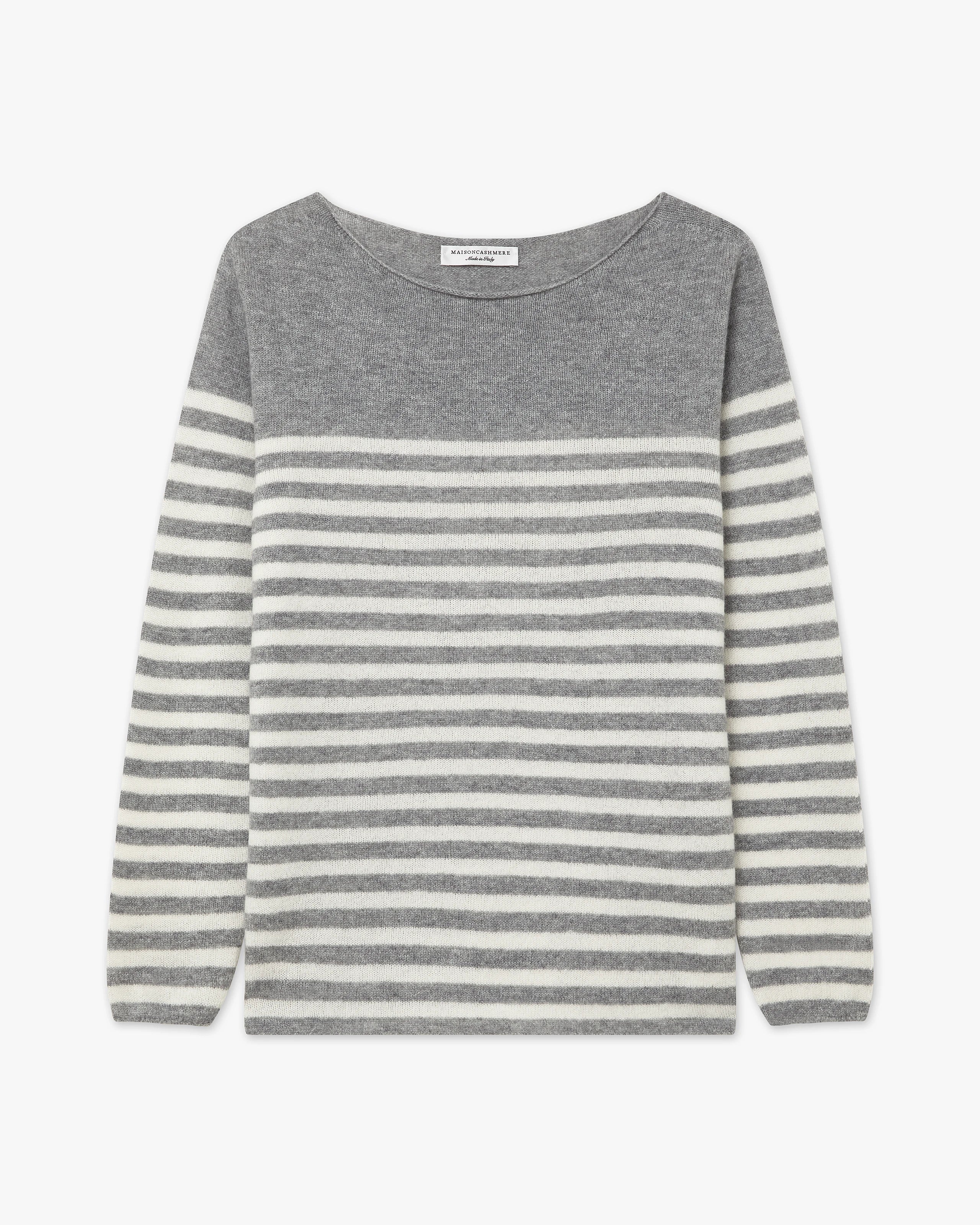 Piuma Boat Neck Sweater - Medium Grey Cashmere