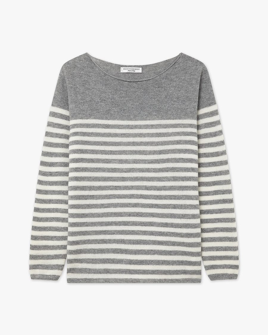 Piuma Boat Neck Sweater - Medium Grey Cashmere