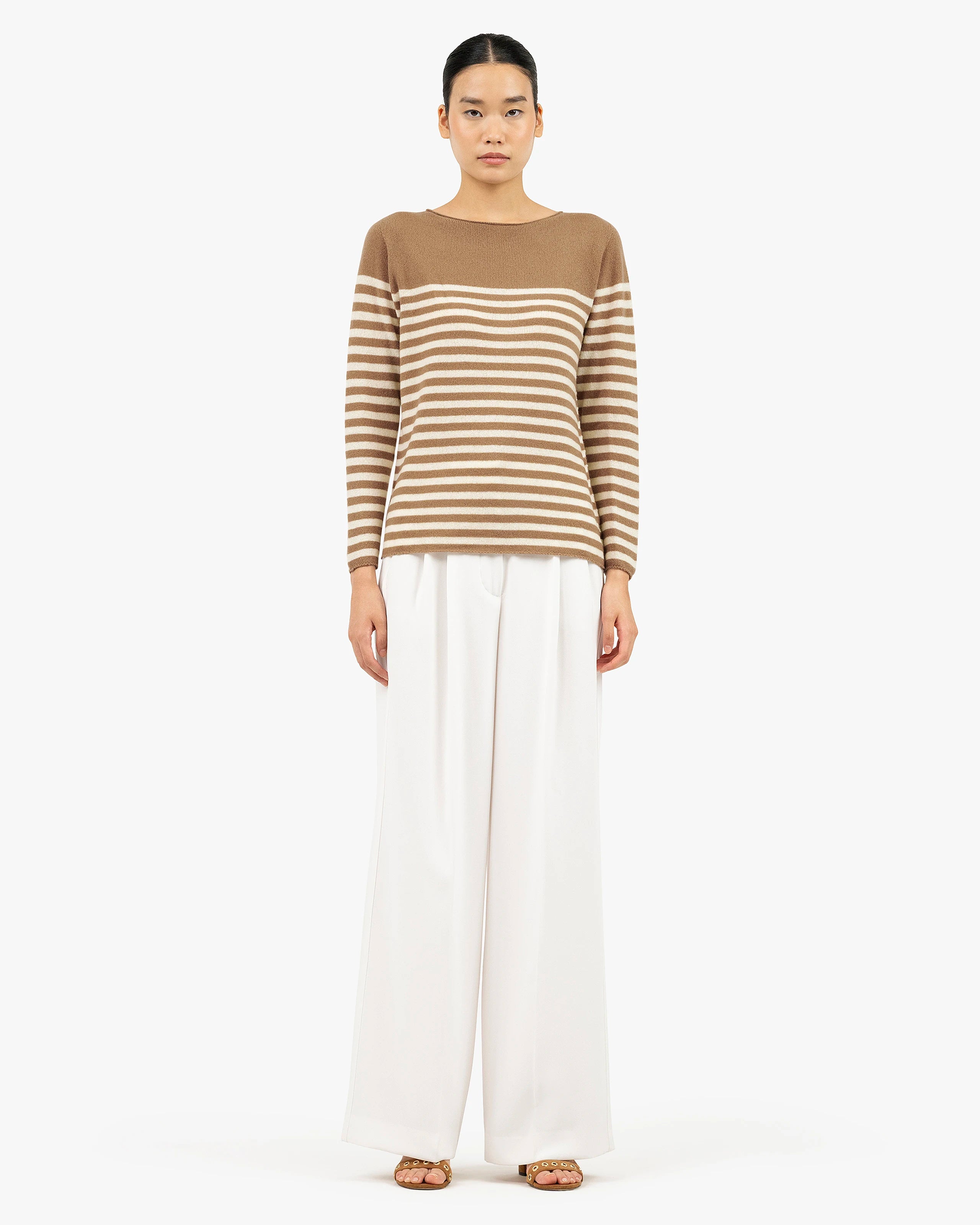 Piuma Boat Neck Sweater - Camel Cashmere