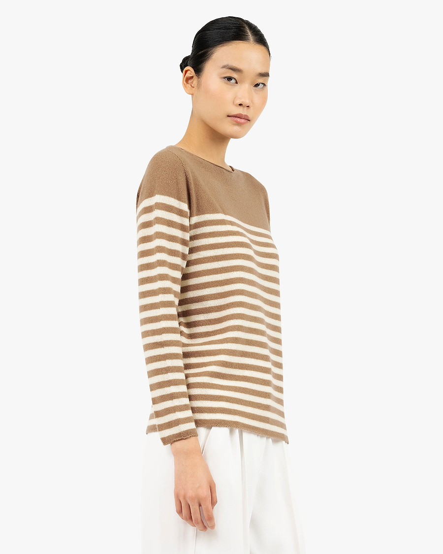 Piuma Boat Neck Sweater - Camel Cashmere