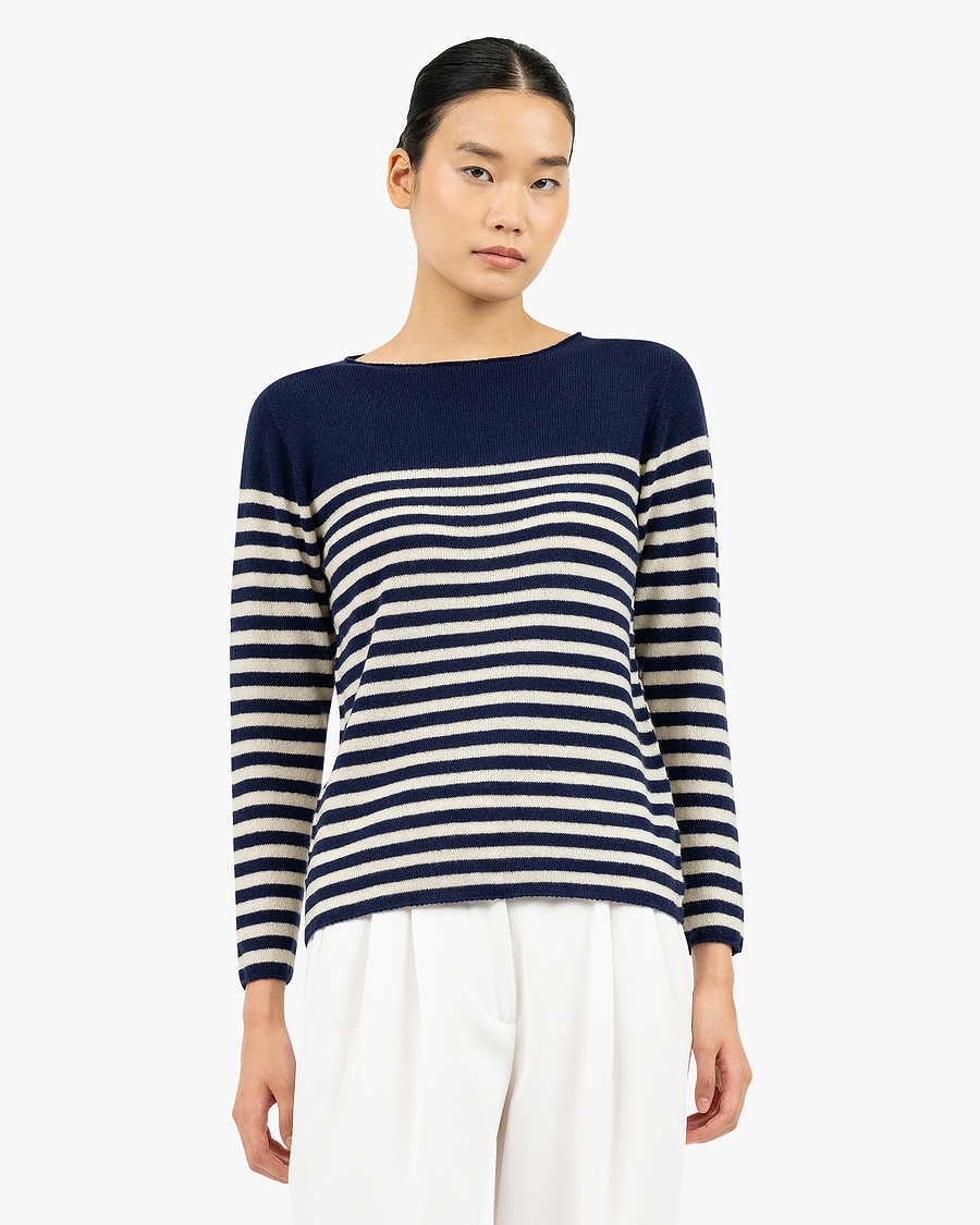 Piuma Boat Neck Sweater - Blue Cashmere