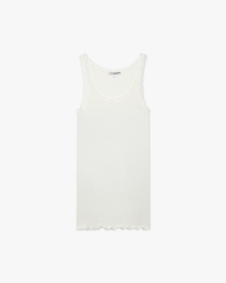 Pleated Lace Top - White Cotone / Seta