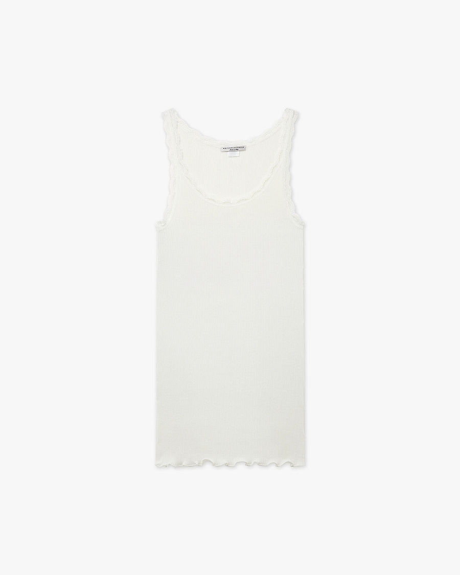 Pleated Lace Top - White Cotone / Seta
