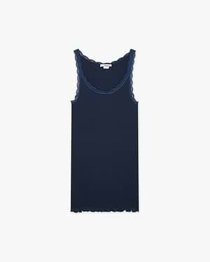Top Pizzo Plissé - Blu