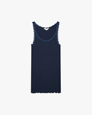 Top Pizzo Plissé - Blu