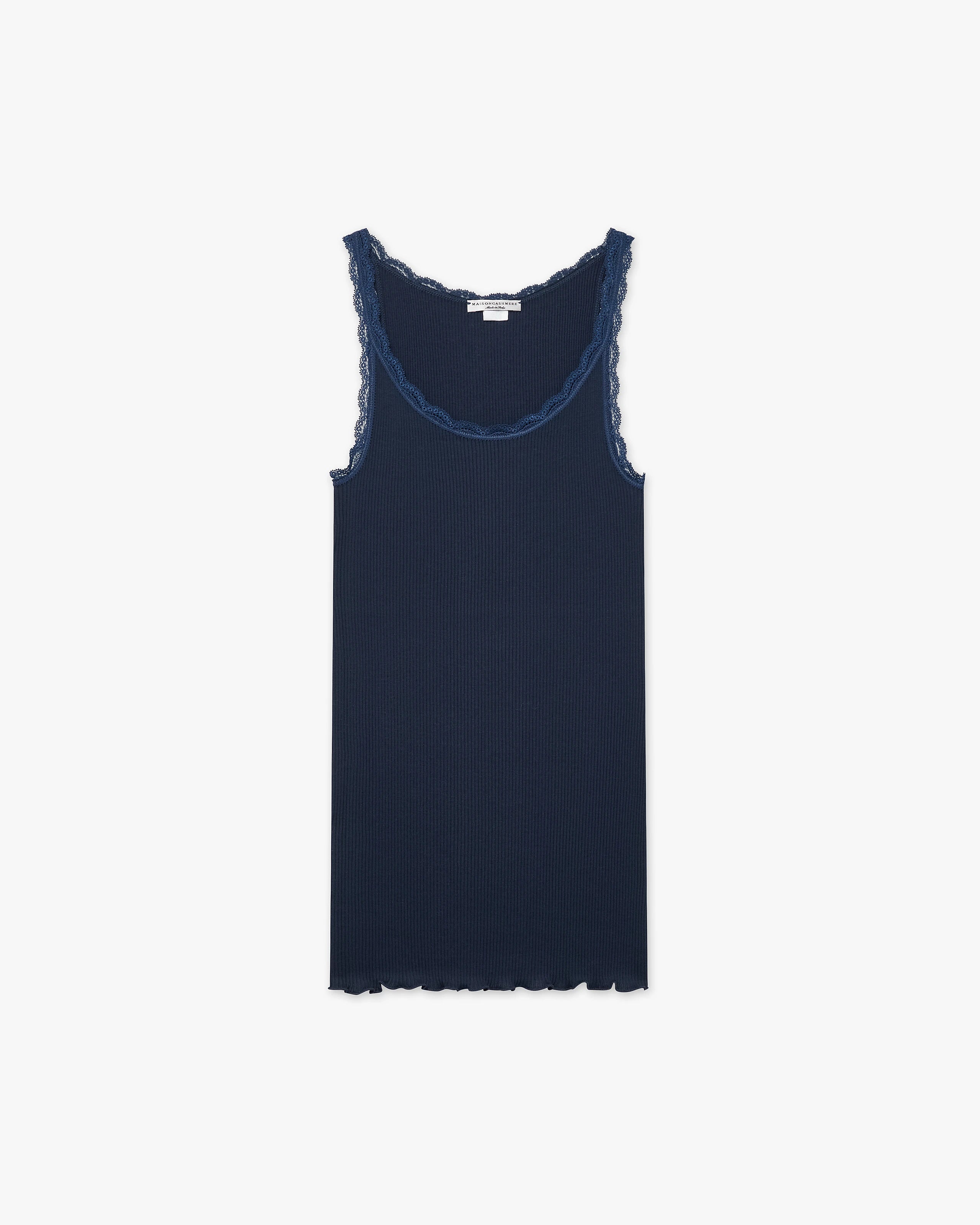 Pleated Lace Top - Blue Cotone / Seta