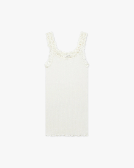 Pleated Lace Top - White Merino / Seta