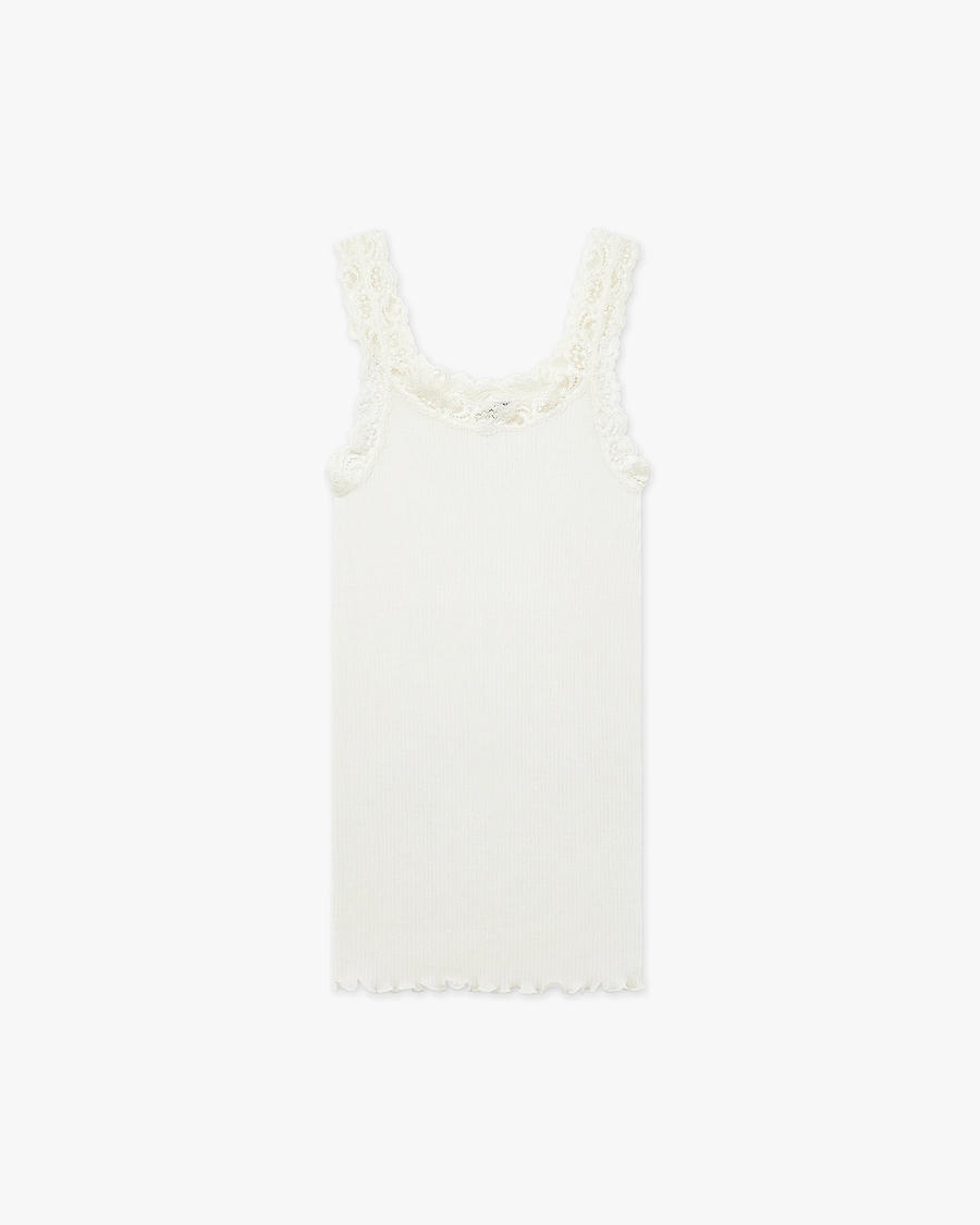 Pleated Lace Top - White Merino / Seta