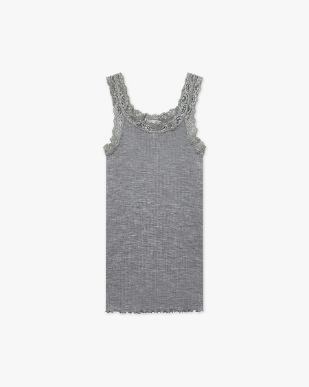 Pleated Lace Top - Grey Merino / Seta