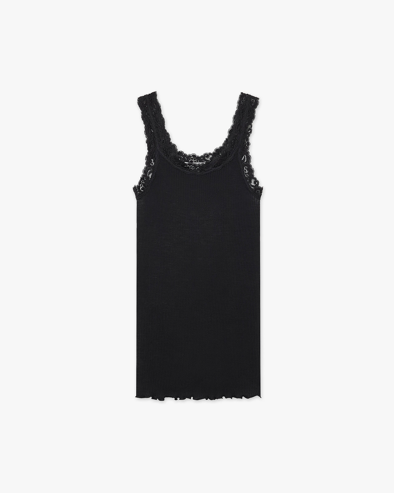 Wool-Silk Pleated Lace Top - Black | MaisonCashmere