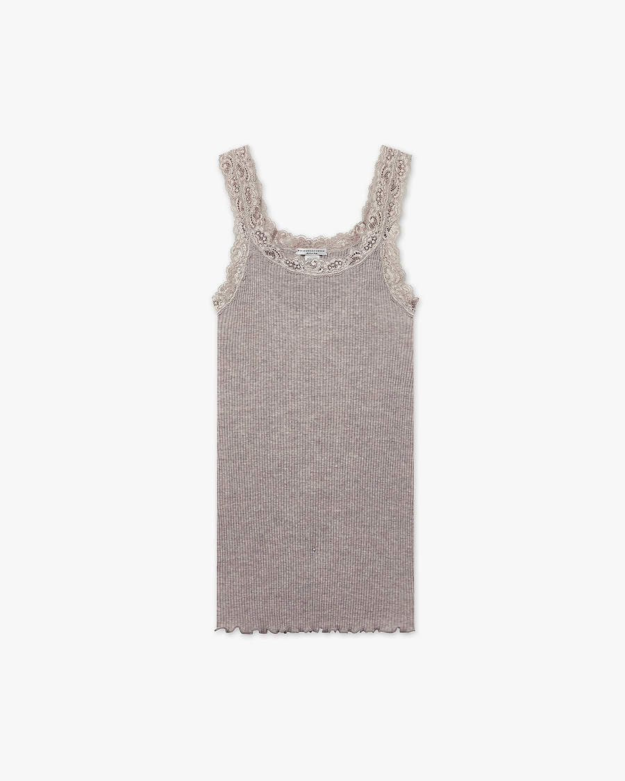 Pleated Lace Top - Walnut Merino / Seta