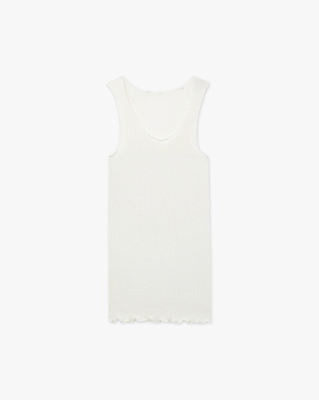 Tank Top Plissé - White Merino / Seta