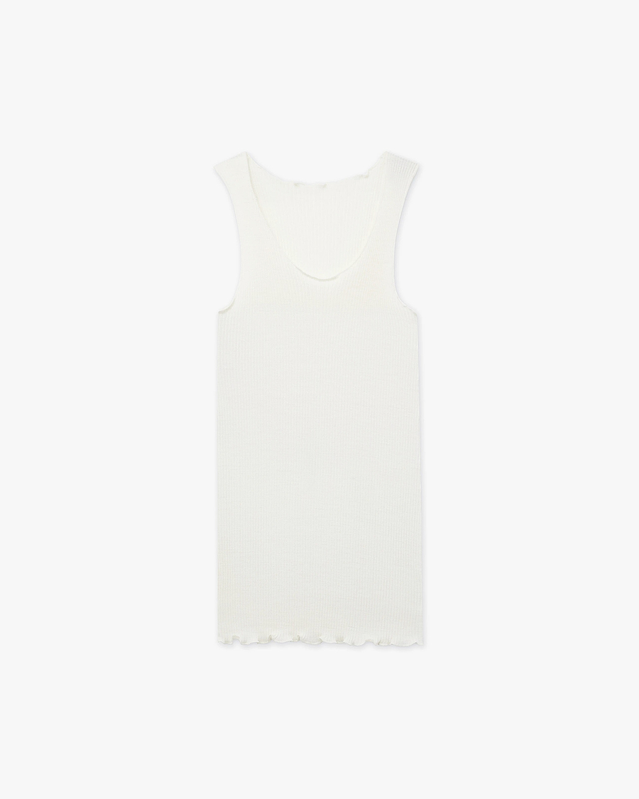 Tank Top Plissé - White Merino / Seta