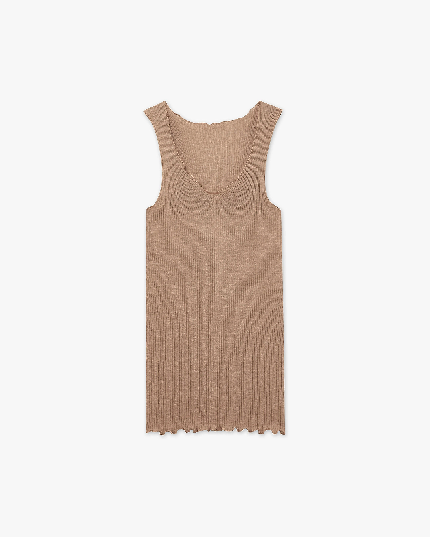 Tank Top Plissé - Camel Merino / Seta