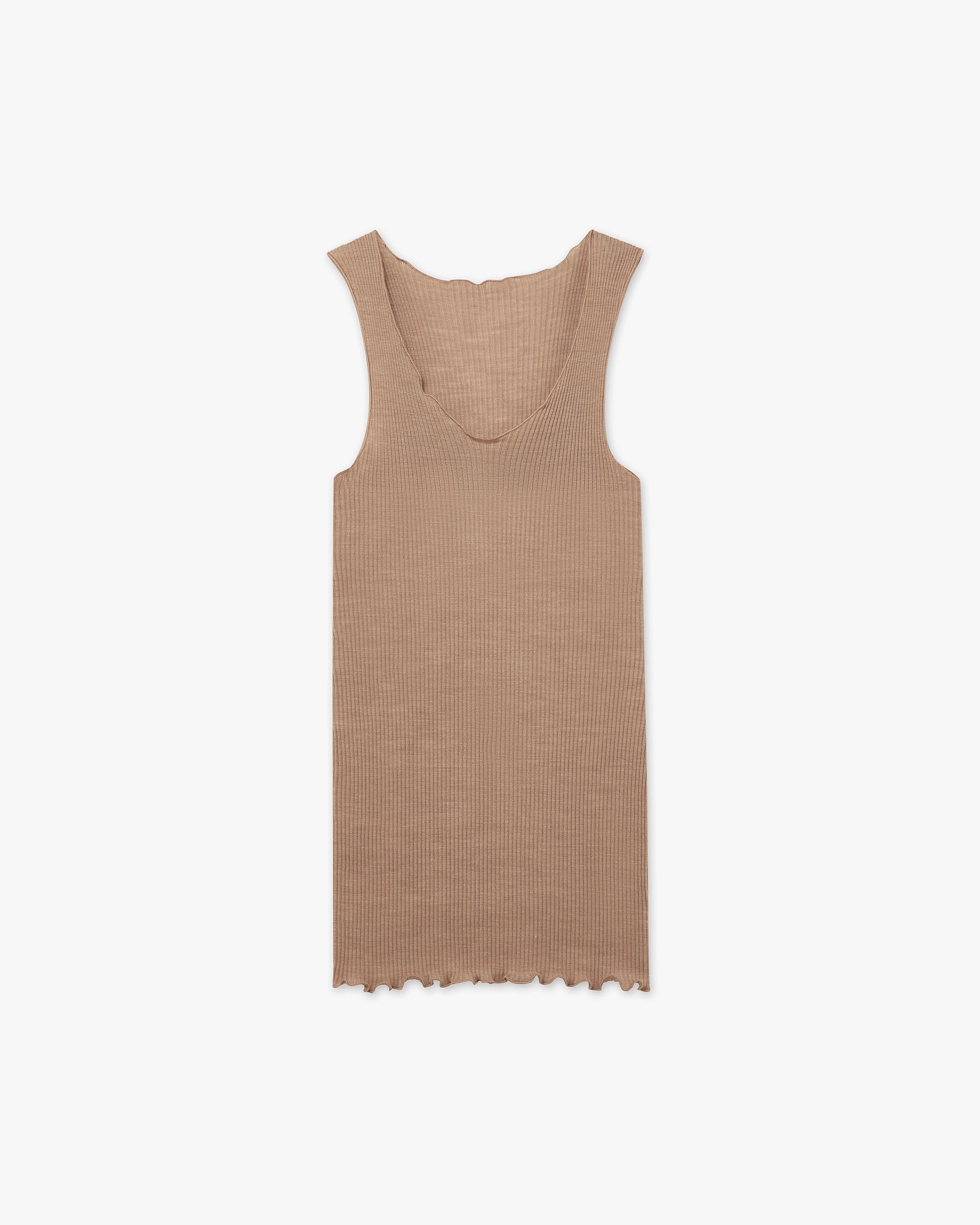 Tank Top Plissé - Camel Merino / Seta
