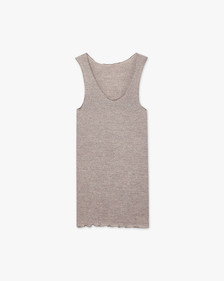Tank Top Plissé - Walnut Merino / Seta