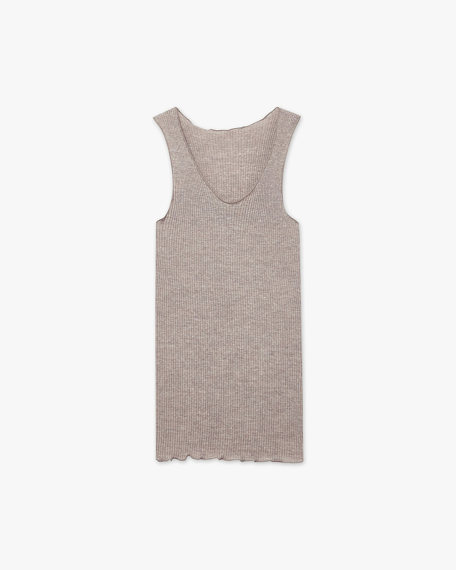 Tank Top Plissé - Walnut Merino / Seta