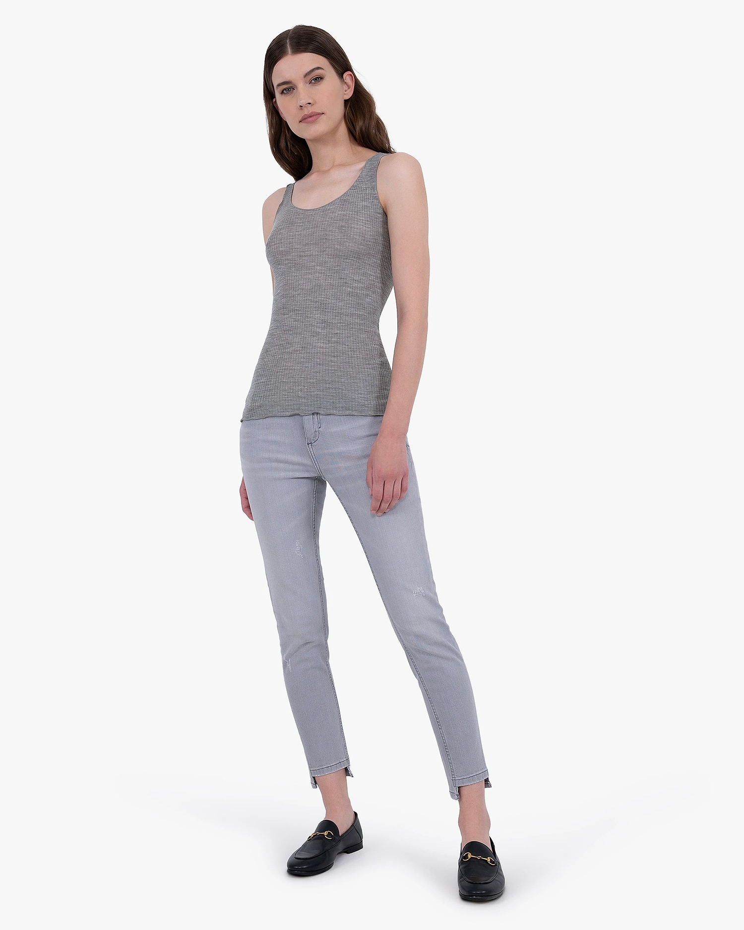 Tank Top Plissé - Grey Merino / Seta