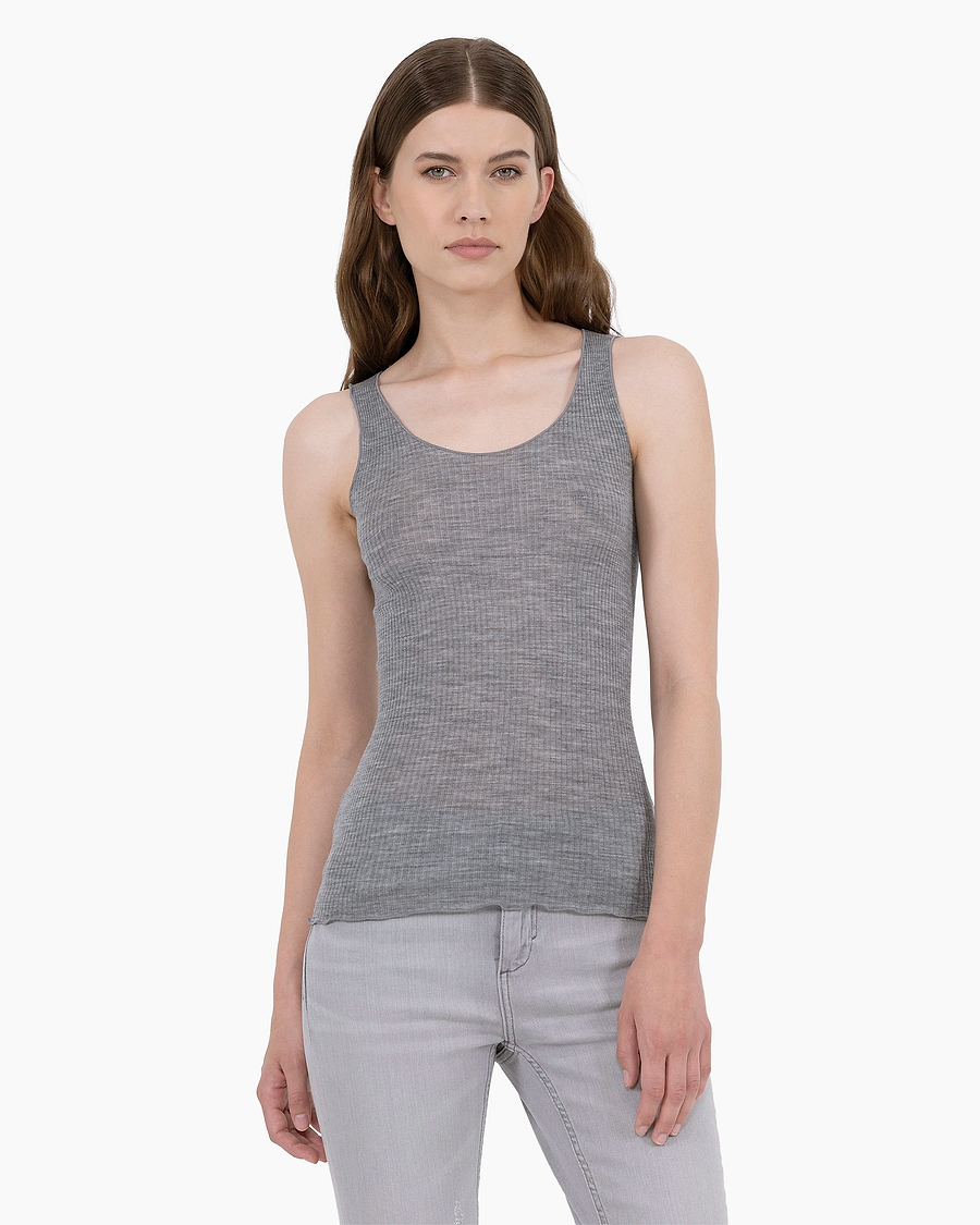 Tank Top Plissé - Grey Merino / Seta