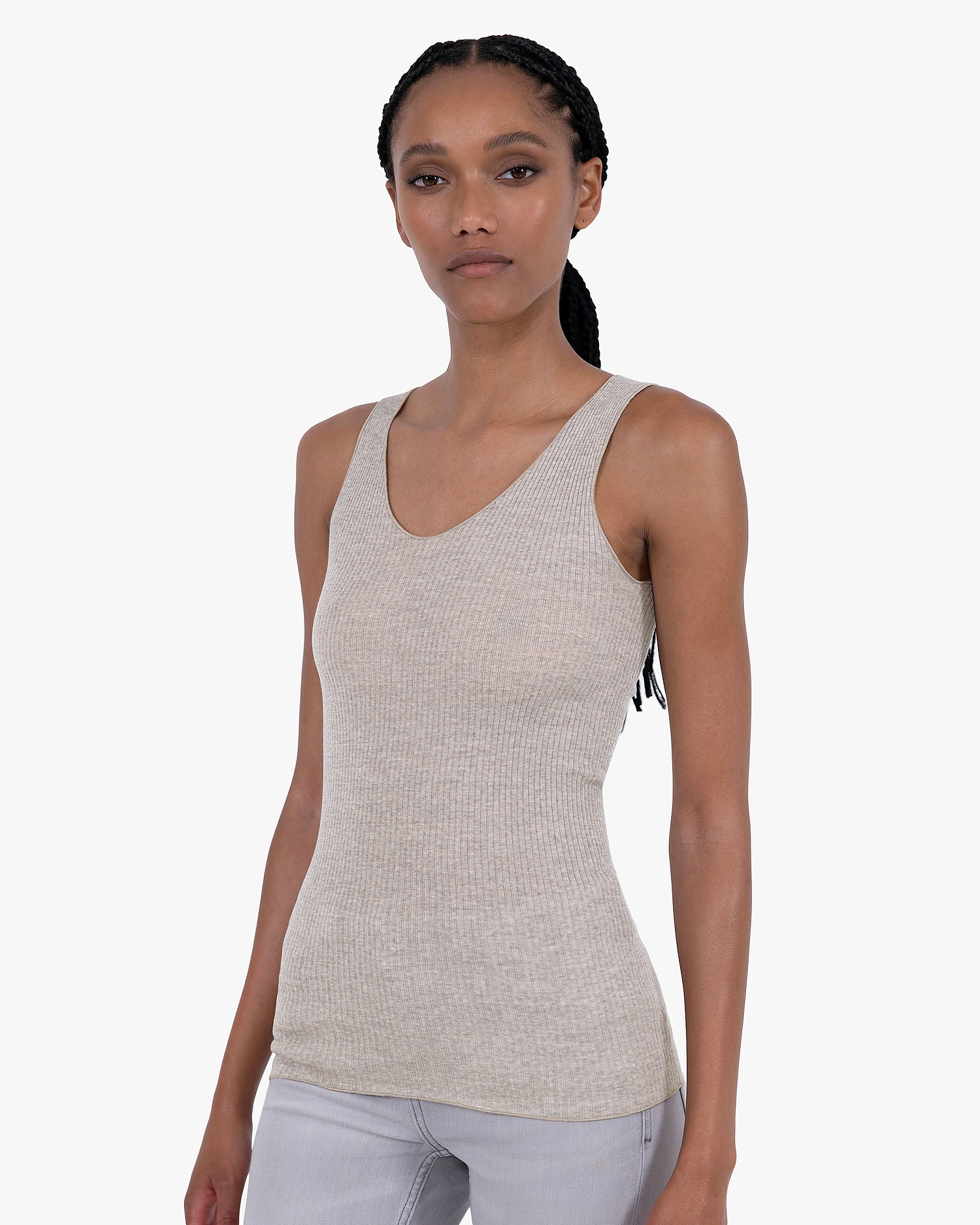 Tank Top Plissé - Walnut Merino / Seta