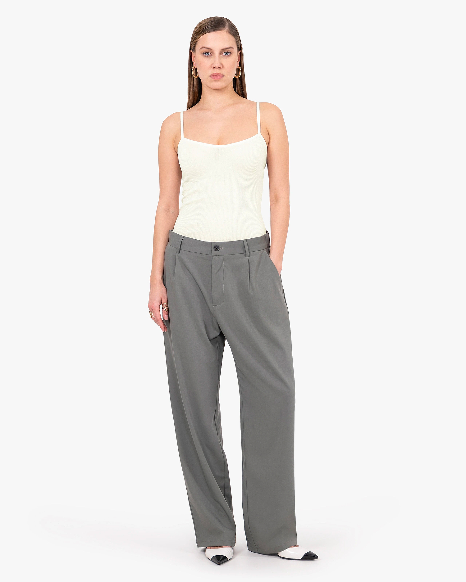 Pleated Top - White Cotone / Seta