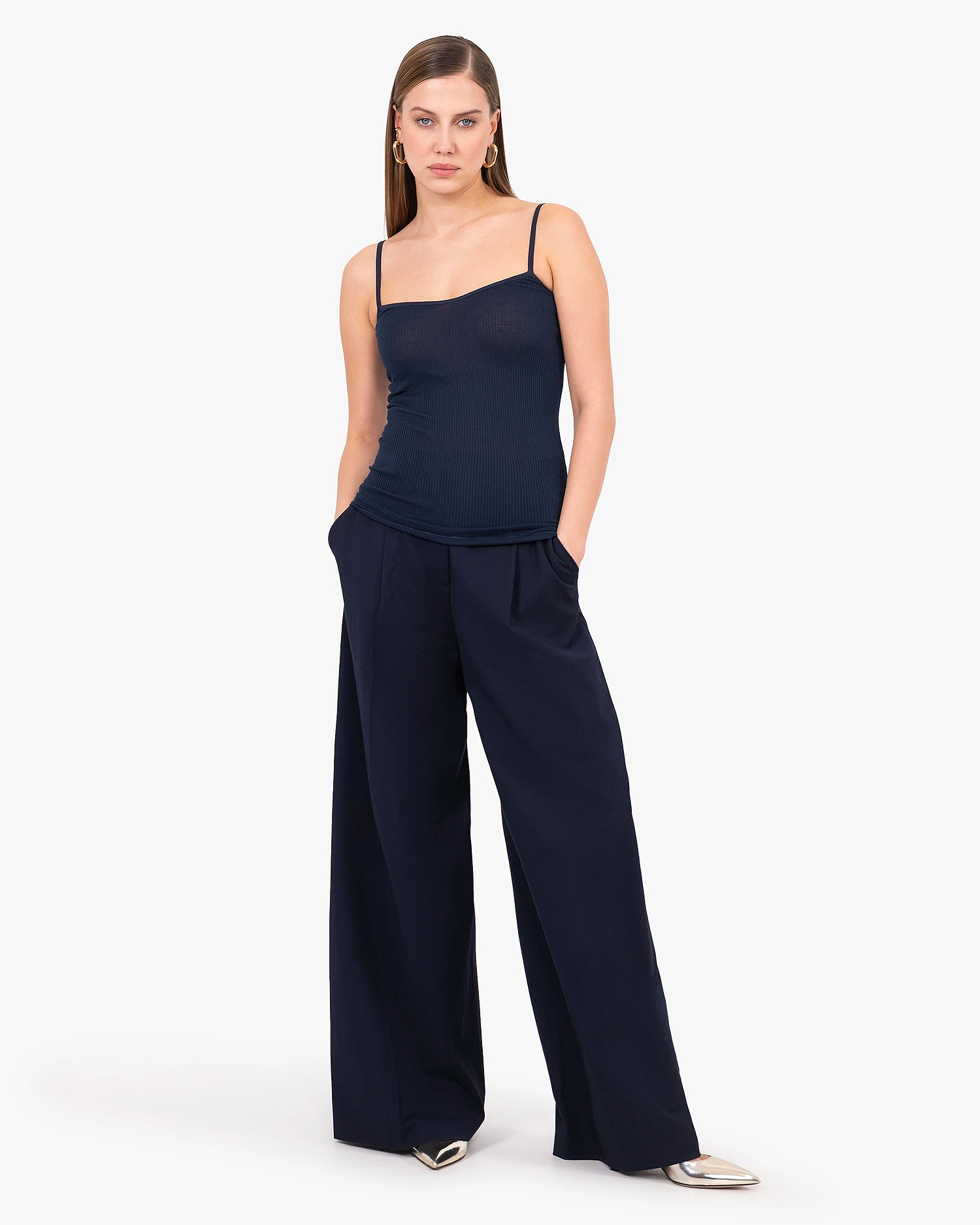 Pleated Top - Blue Cotone / Seta