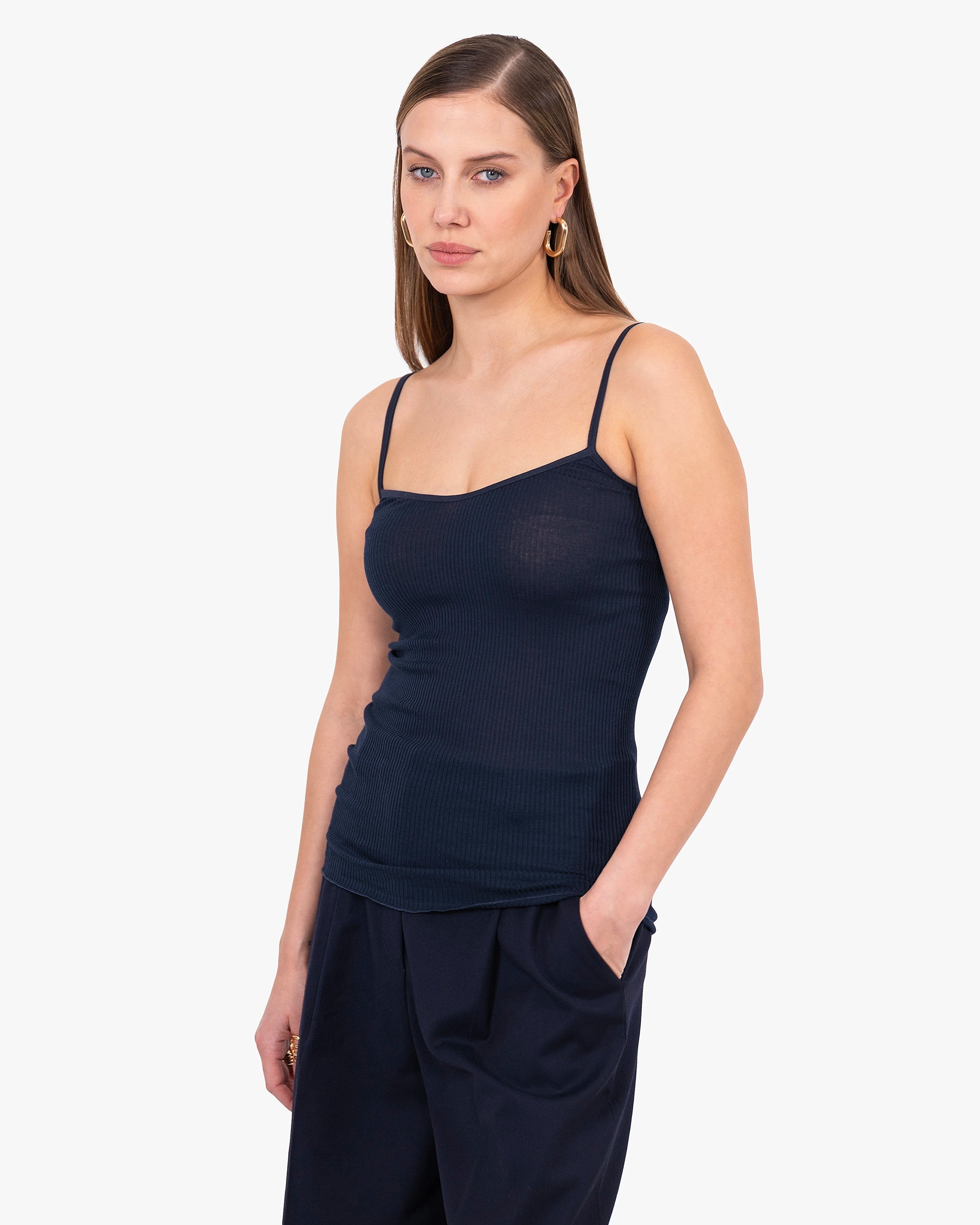 Pleated Top - Blue Cotone / Seta