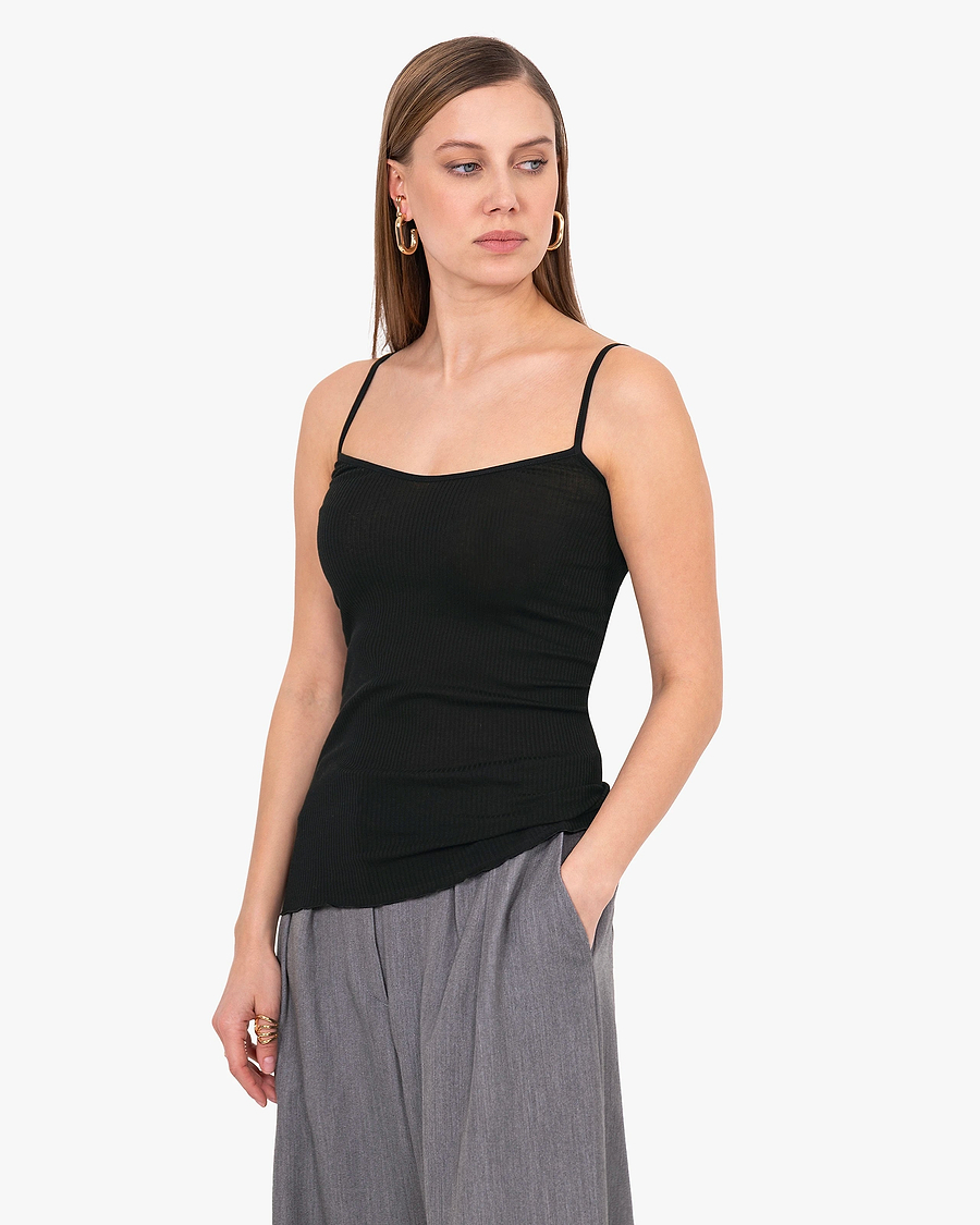 Pleated Top - Black Cotone / Seta