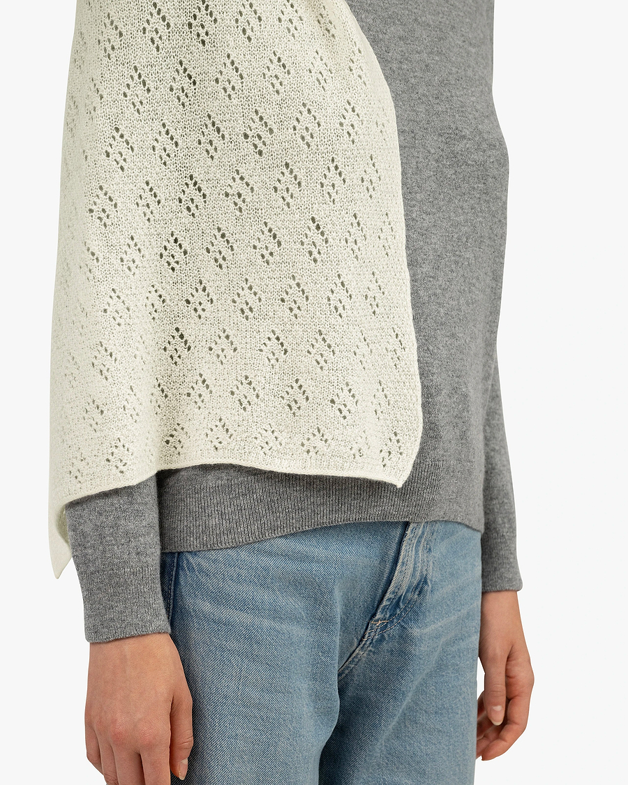 Pointelle Maxi Scarf - White Cashmere