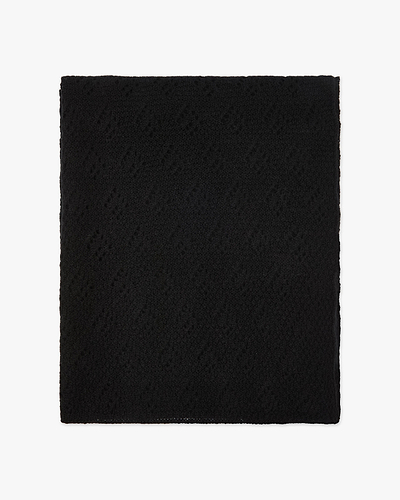 Pointelle Maxi Scarf - Black Cashmere