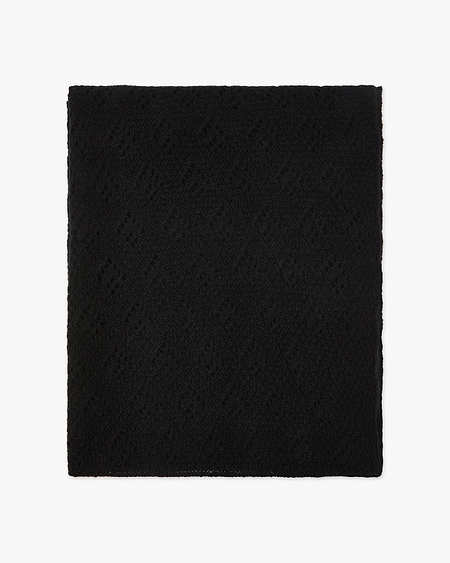 Pointelle Maxi Scarf - Black Cashmere