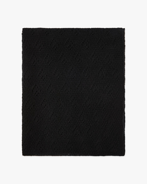 Pointelle Maxi Scarf - Black Cashmere