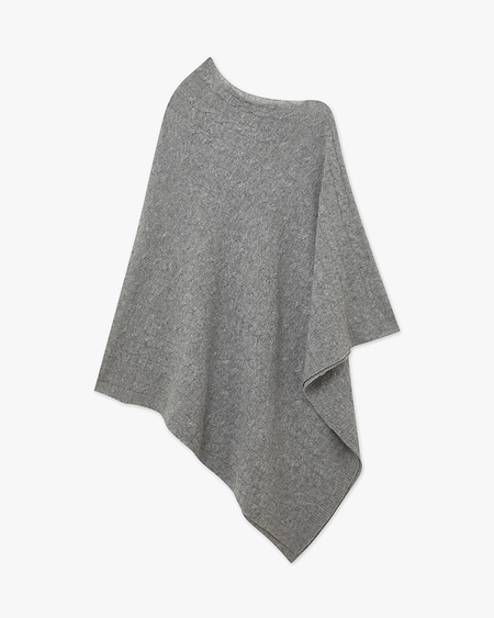 Cable Knit Essential Poncho - Medium Grey Cashmere