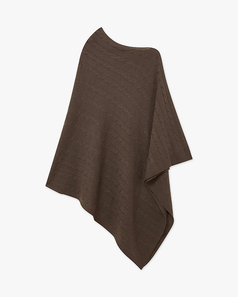 Cable Knit Essential Poncho - Brown Cashmere