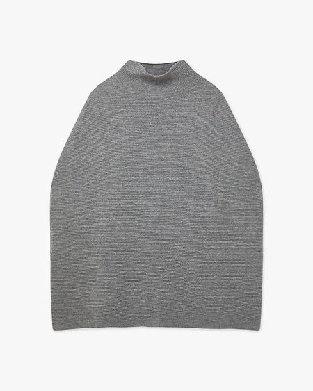 Mock Neck Cape Poncho - Medium Grey Cashmere