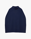 Cape Poncho Mock Neck - Blau
