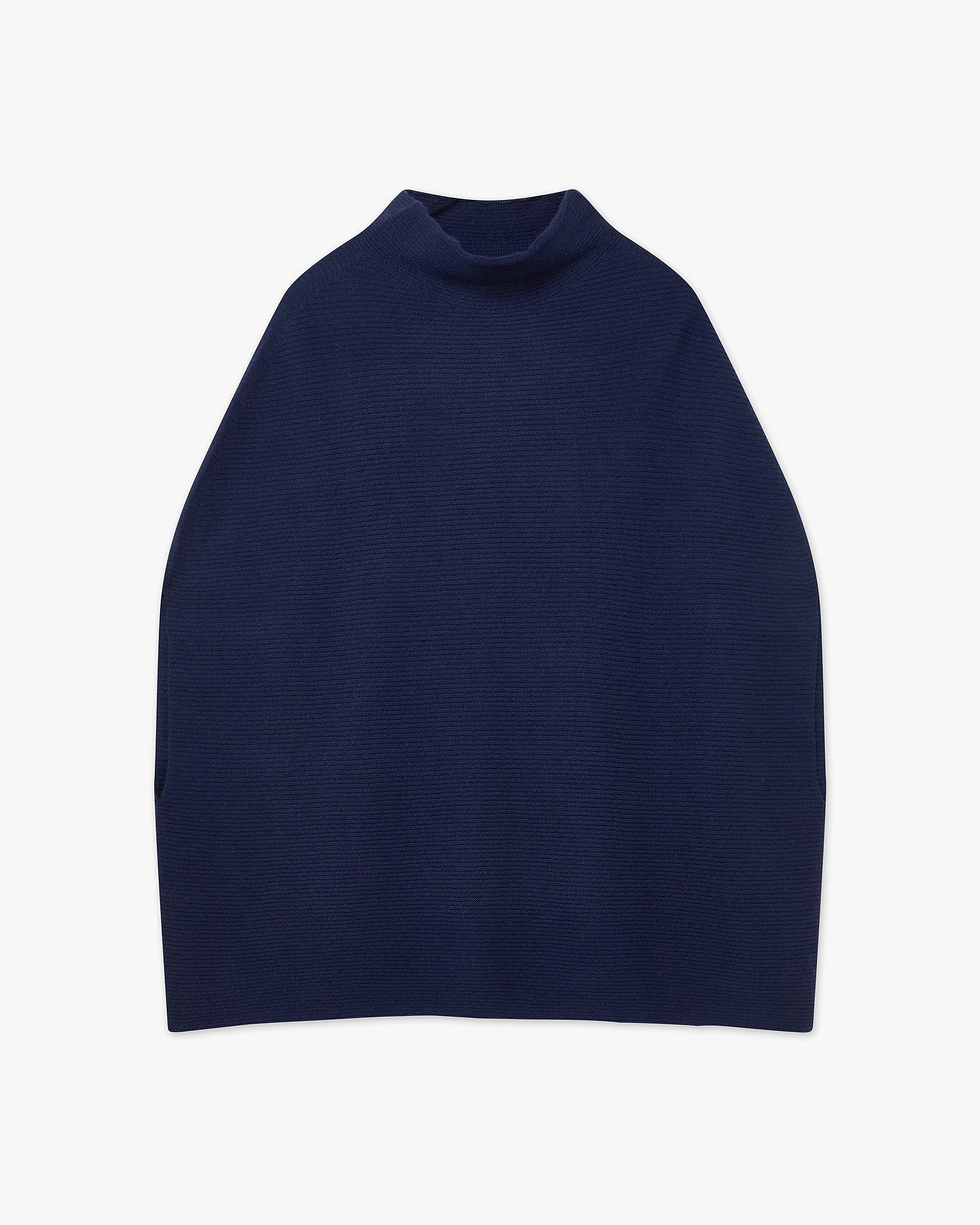 Mock Neck Cape Poncho - Blue Cashmere