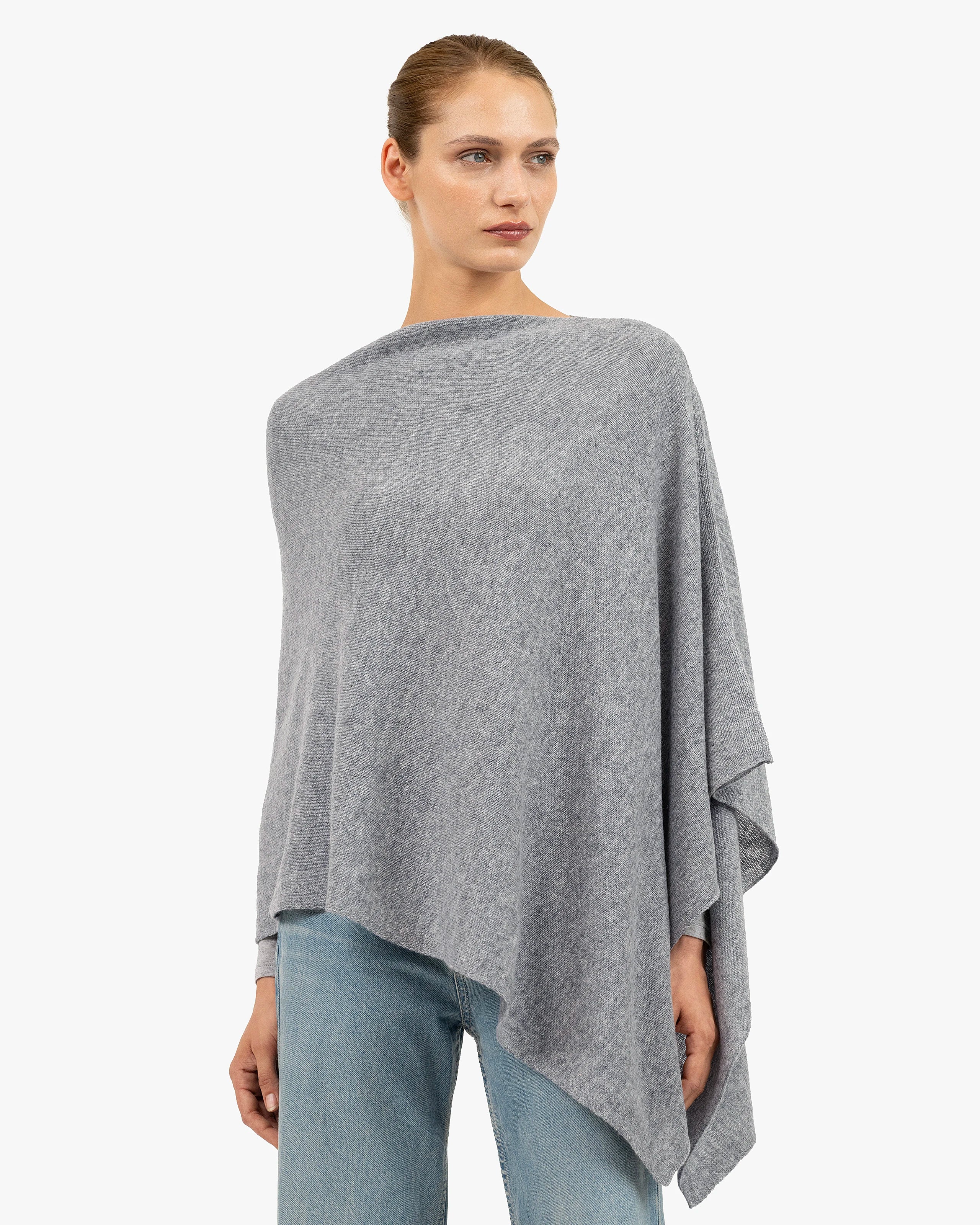 Essential Poncho - Medium Grey Cashmere