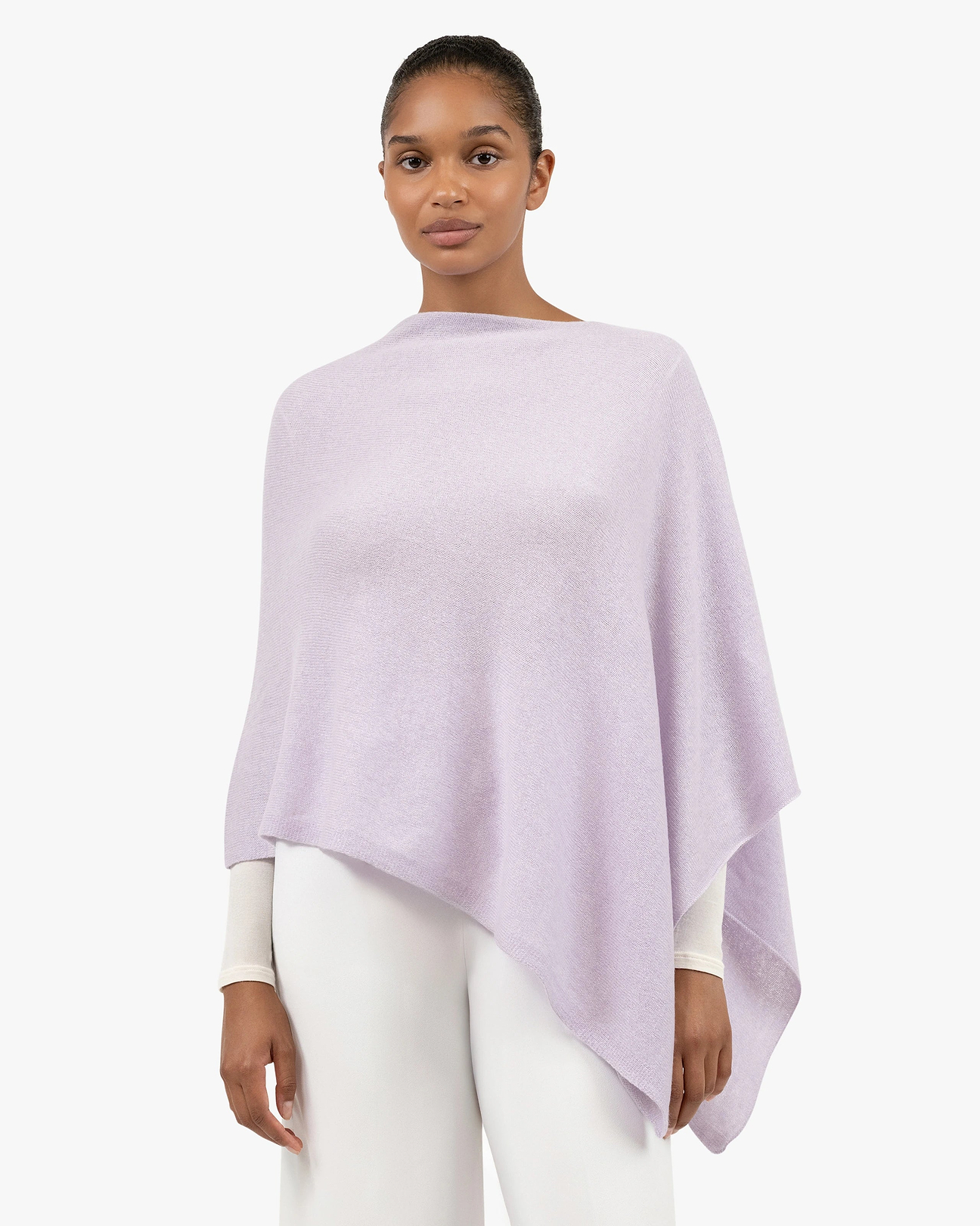 Essential Cashmere Poncho - Lilac | MaisonCashmere