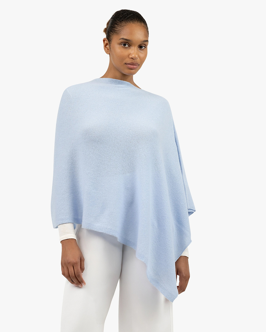 Essential Poncho - Light Blue Cashmere
