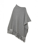 Poncho with Fringes - Medium Grey