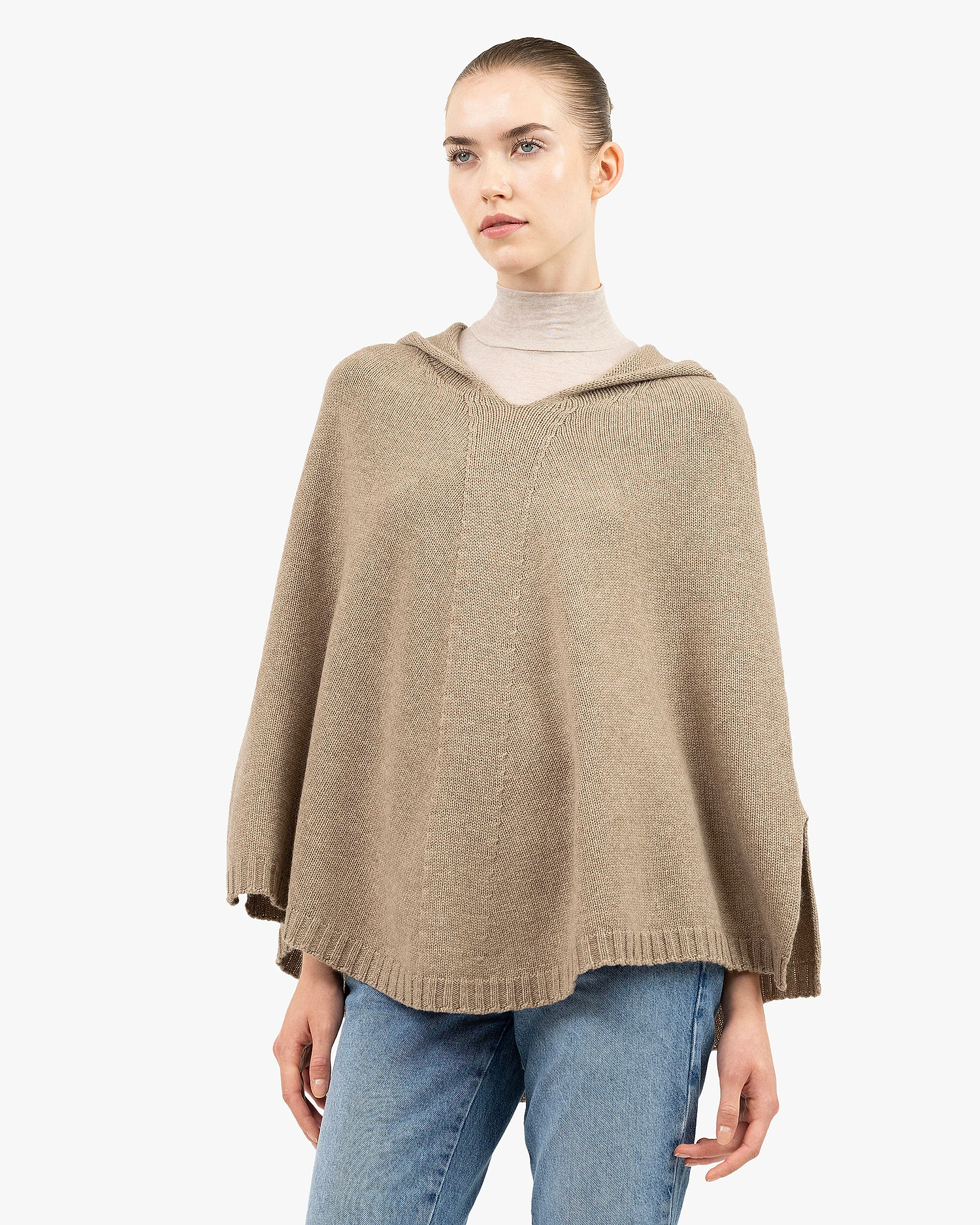 Hoodie Poncho - Taupe Cashmere