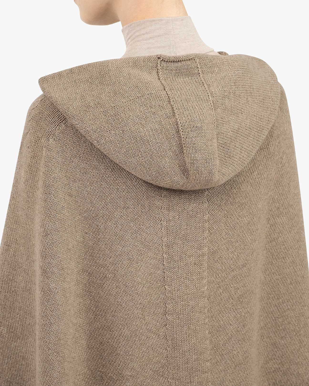 Hoodie Cashmere Poncho - Taupe | MaisonCashmere