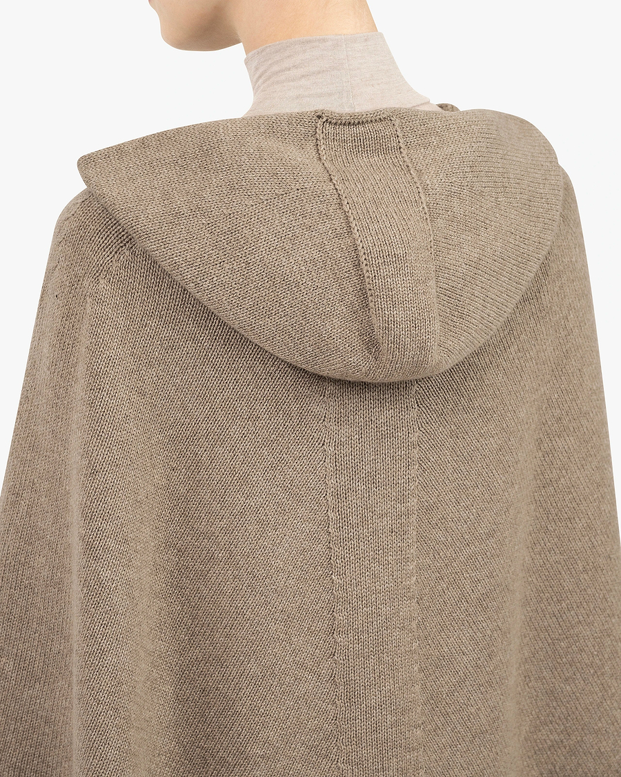Hoodie Poncho - Taupe Cashmere