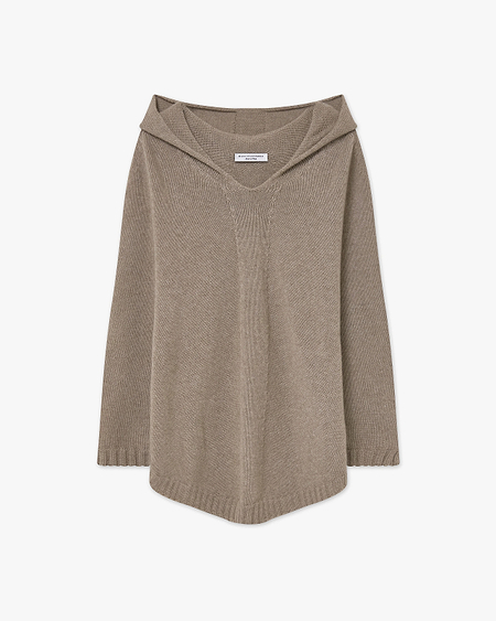 Hoodie Poncho - Taupe Cashmere