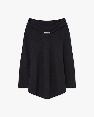 Hoodie Poncho - Black Cashmere