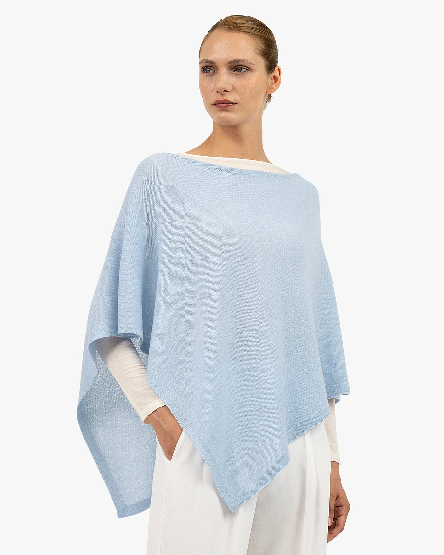 Ostuni Poncho - Light Blue Cashmere